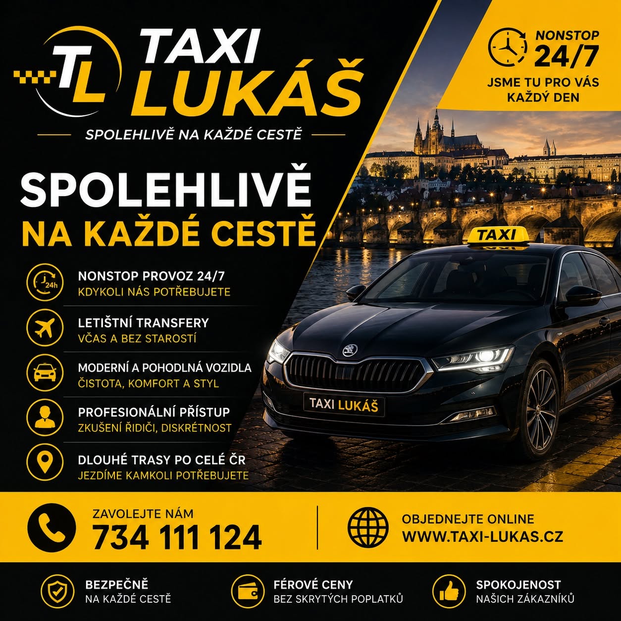 Taxi Lukáš Praha — noční přeprava